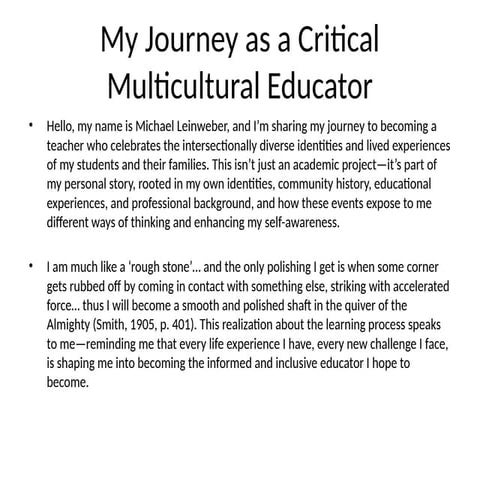 Multicultural Education Journey Presentation Final Pptx