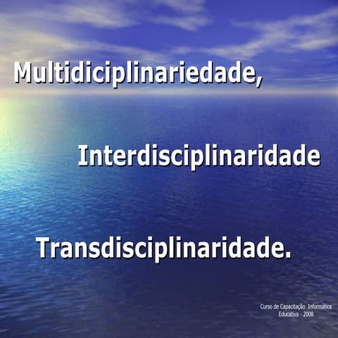Multidiciplinariedade, Interdisciplinaridade E Transdisciplinaridade