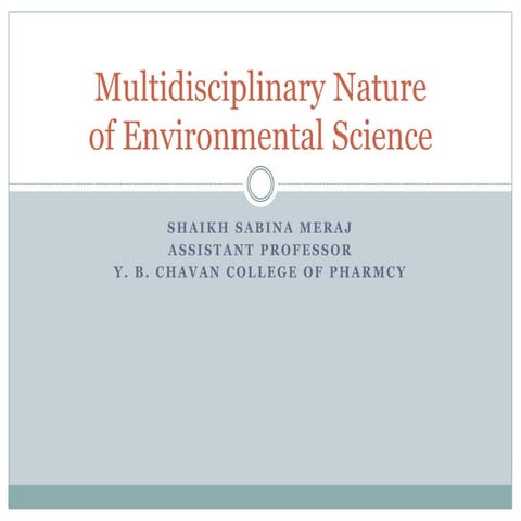 Multidisciplinary nature of enviroment