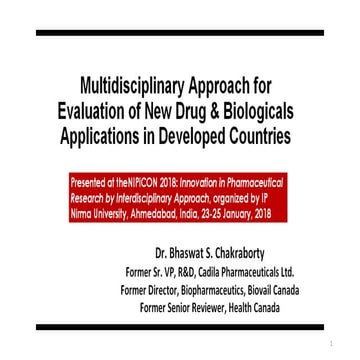 Multidisc review of NDAs and BLAs nipicon 2018 Dr. Chakraborty
