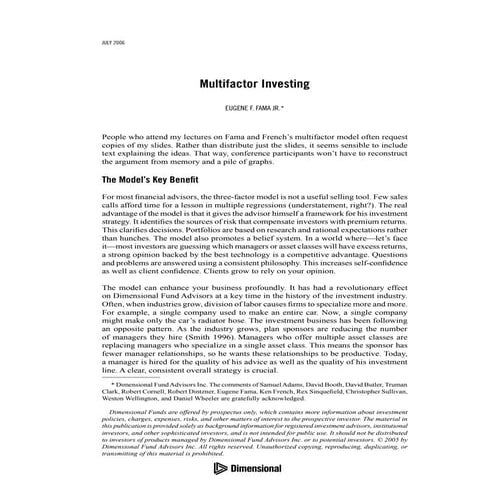 Multifactor investing dfa 7-2006