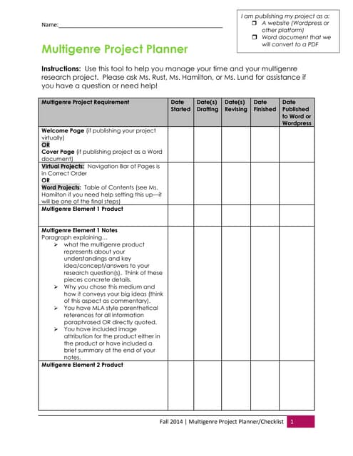 Multigenre Project Planner with Rus...