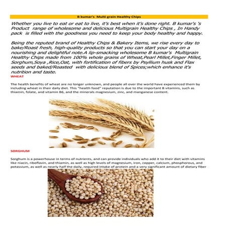 Multigrain Healthy Chips: Brief knowledge and Raw Materials ...