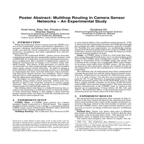 Multihop Routing In Camera Sensor Networks
