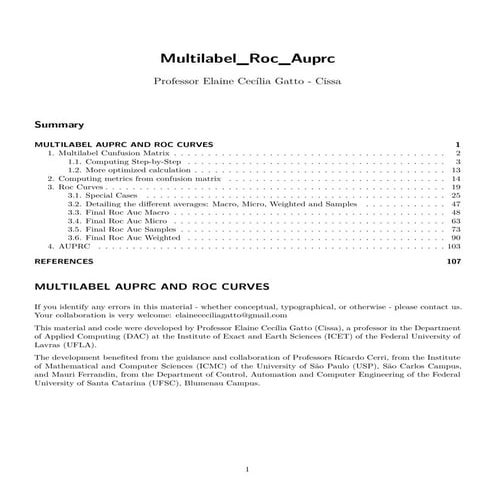 Multilabel Roc Auprc Curves - Computing and Treating Special cases