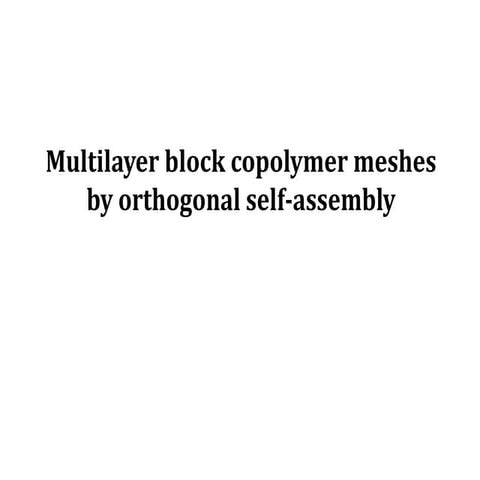 Presentation- Multilayer block copolymer  meshes by orthogonal self-assembly
