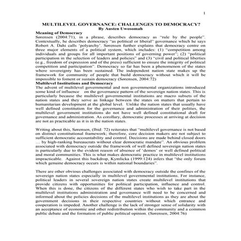 Multilevel Governance