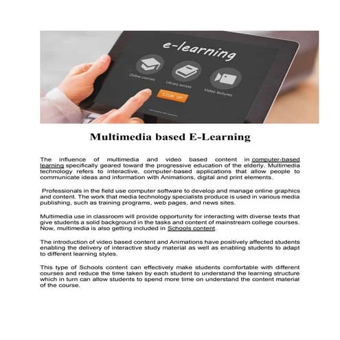 Multimedia based E-Learning Computer-Based Training | PDF