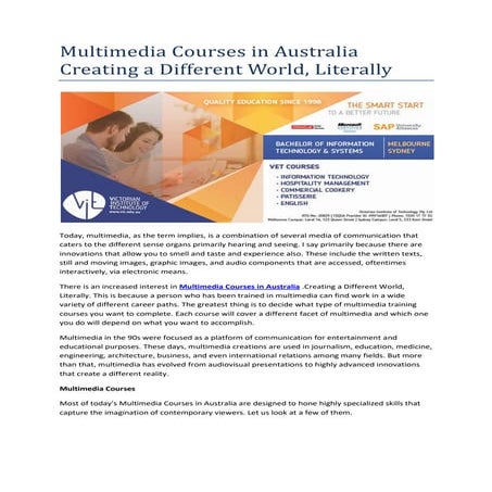 Multimedia Courses in Australia 