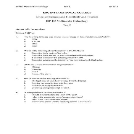 Multimedia diploma test