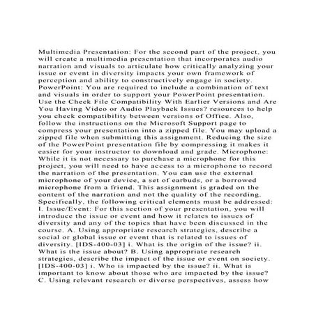 Overview In Final Project Part Two, you will develop a multimedia p.docx