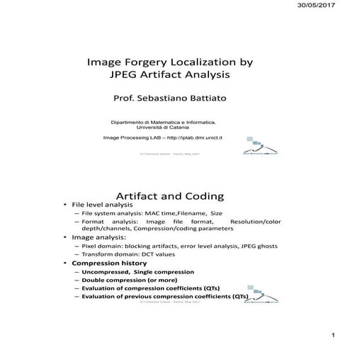 Multimedia Security - JPEG Artifact details