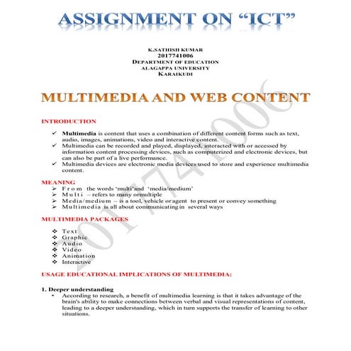 Multimedia & web content