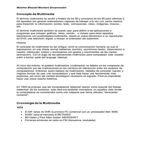 Multimedia y cronologia