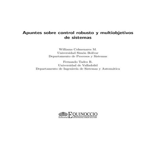 Diseño Robusto y Multiobjetivos de Sistemas