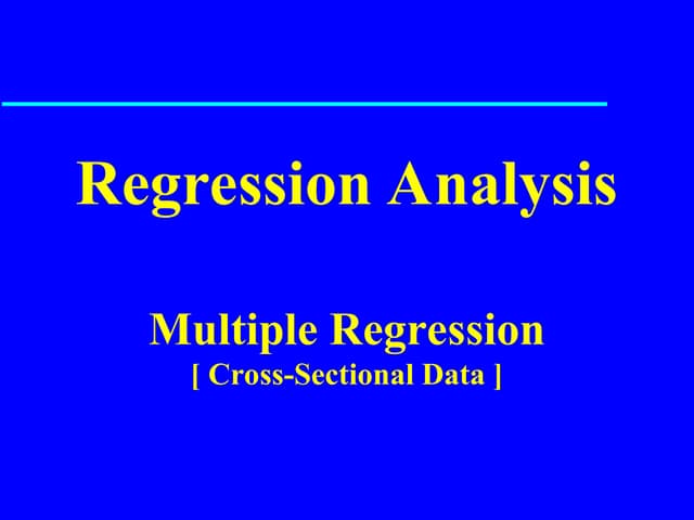 multiple regression and other refgression analysis