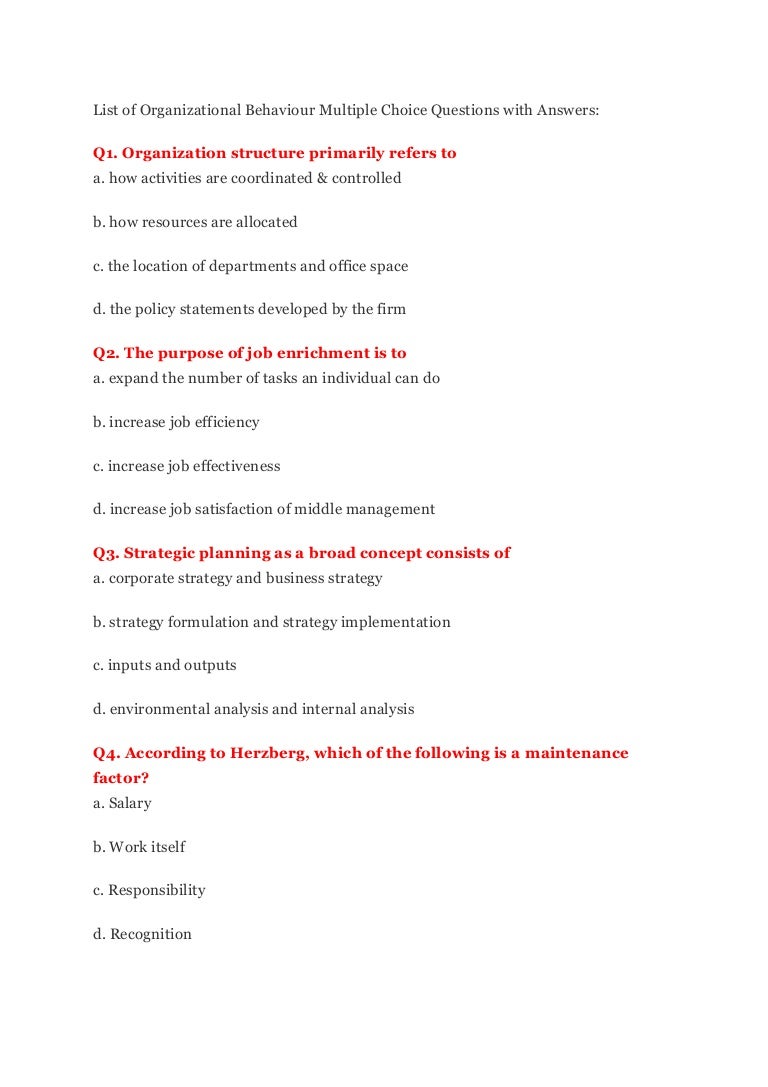 business multiple choice