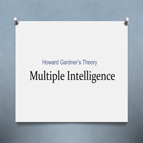 Howard Gardner’s Theory of  Multiple Intelligences