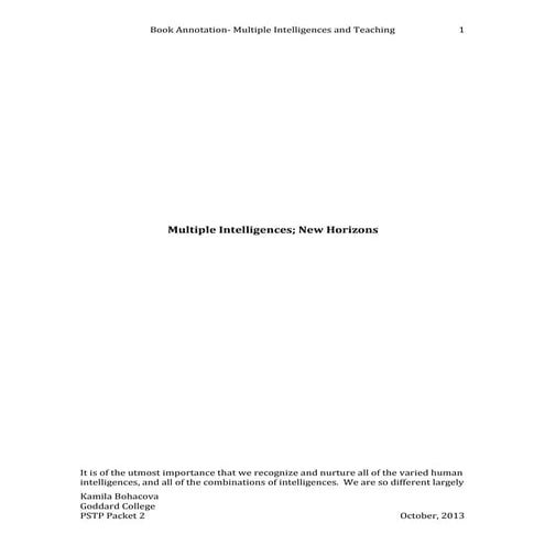 Multiple intelligences and teaching