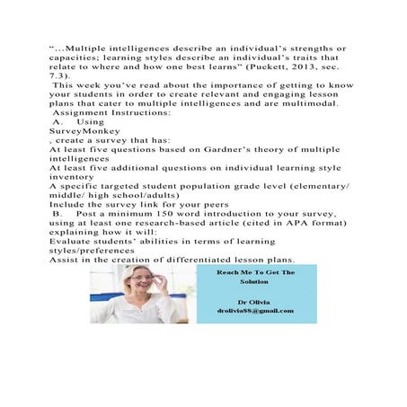 …Multiple intelligences describe an individual’s strengths or capac.docx