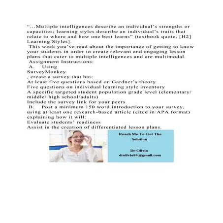 …Multiple intelligences describe an individual’s strengths or capac.docx