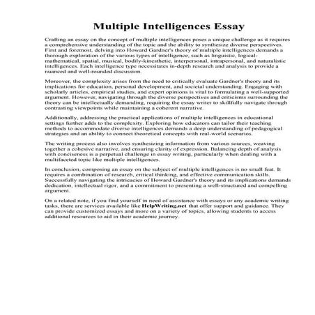Multiple Intelligences Essay