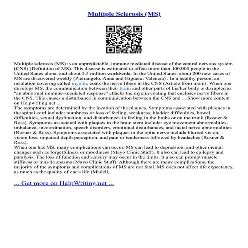 Multiple Sclerosis (MS) | PDF