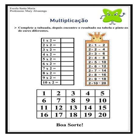 Multiplicação - Tabuada  de 2 e 3.