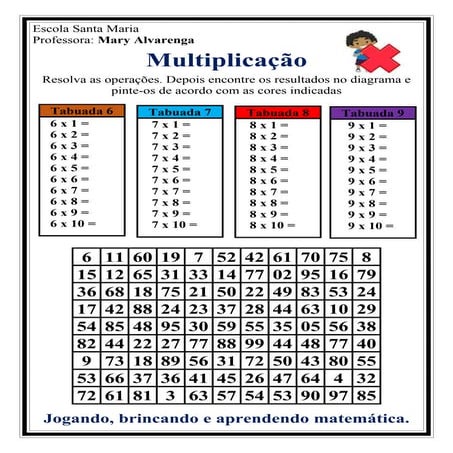 Multiplicação  lúdica  6,  7,  8   e  9.