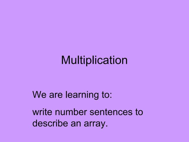 Multiplication arrays ppt