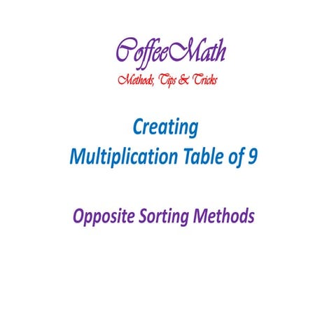 Multiplication of 9 opposite sorting vertical method