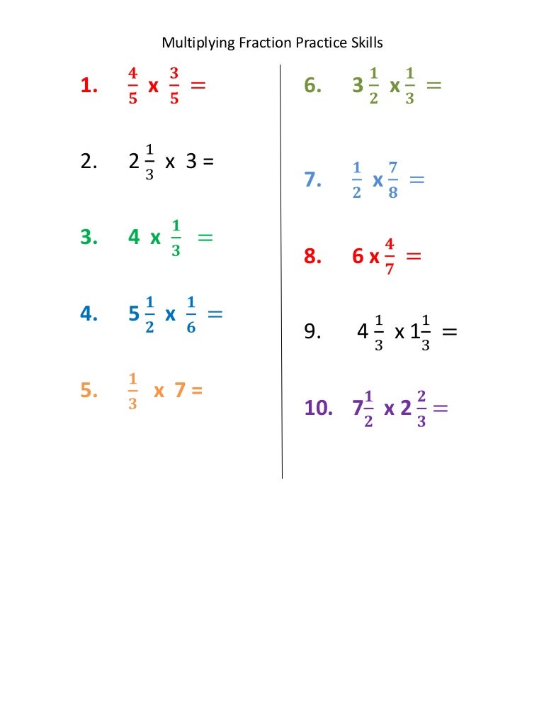 Multiplying fraction practice