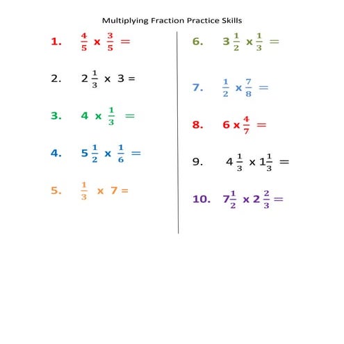 Multiplying fraction practice