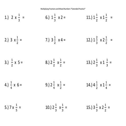 Multiplying fractions Extended