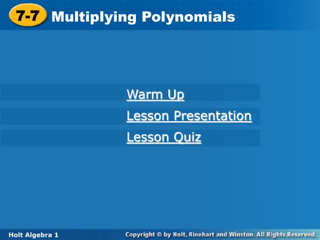 Multiplying polynomials