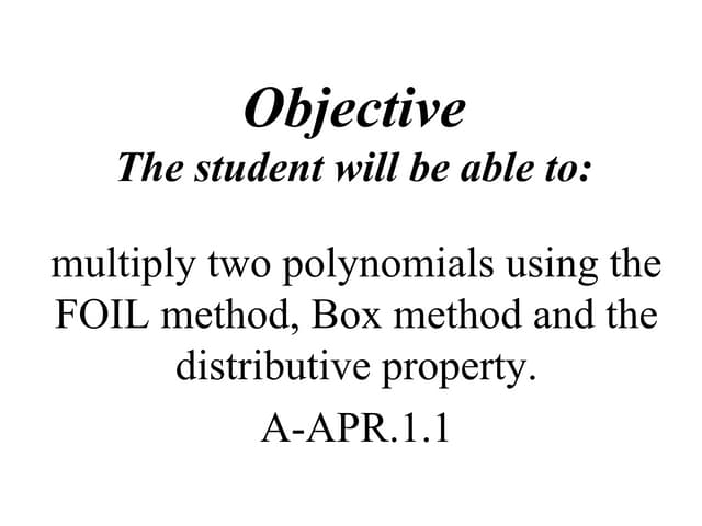 Multiplying polynomials