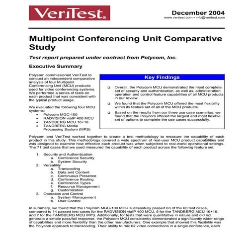 Multipoint Conferencing Unit Comparative Study