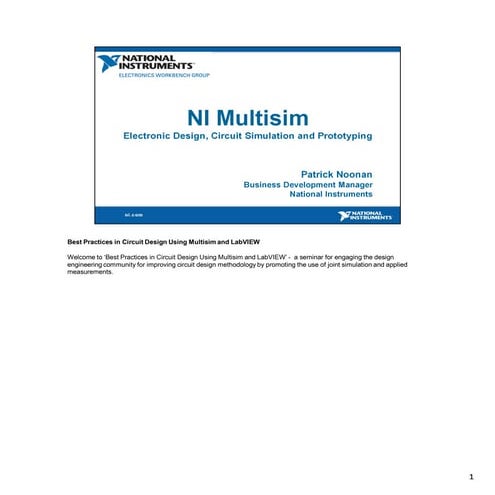 Multisim For Design, Validation And Test