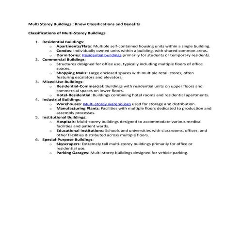 Multi Storey Buildings : Know Classifications and Benefits | PDF