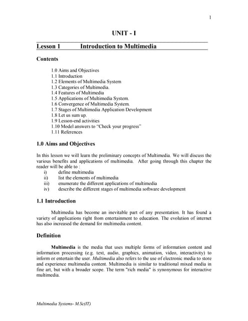 multimedia introduction elements like text,image,audio,video