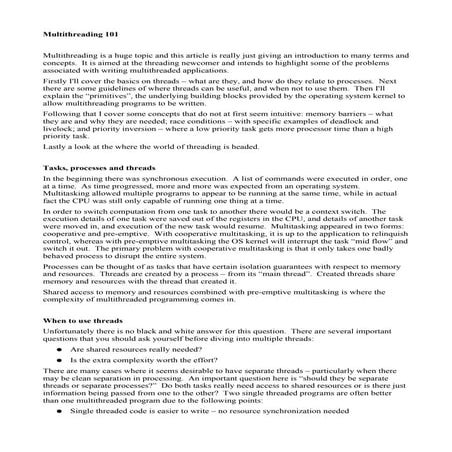Multithreading 101 | PDF