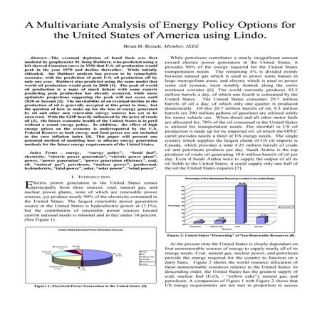 Multivariate Analysis Of Energy Policy Options Using Lindo