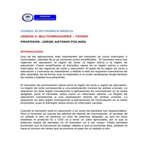 Electrónica: Multivibradores