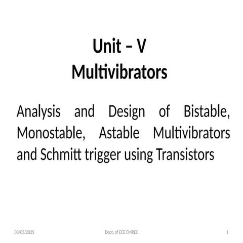 Multivibrators in Pulse and Digital Circuits