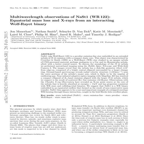 Multiwavelength observations of_na_st1_(wr122)_equatorial_mass_loss_and_x_ray...
