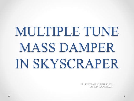 IRJET- Design of Optimum Parameters of Tuned Mass Damper for a G+8 ...