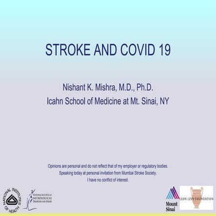 Indian Stroke Society Meeting, 1st May 2020, Stroke and COVID 19