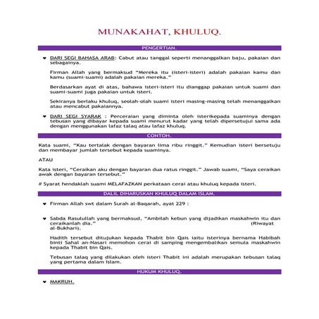 Munakahat, khuluq (tebus talaq).