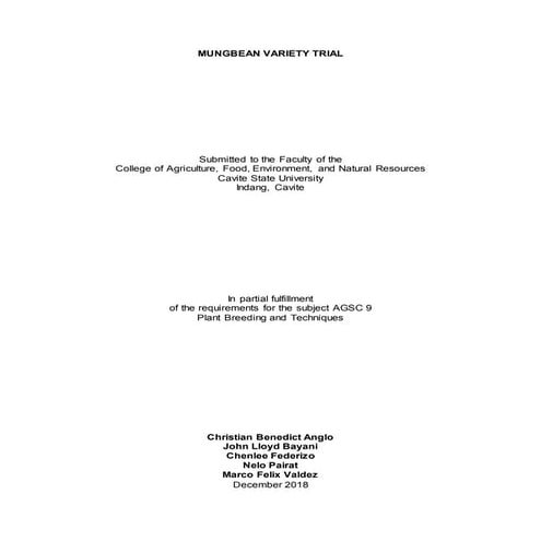 MUNGBEAN VARIETY TRIAL