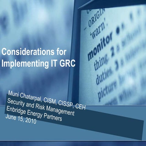 Muni chatarpal   considerations for grc